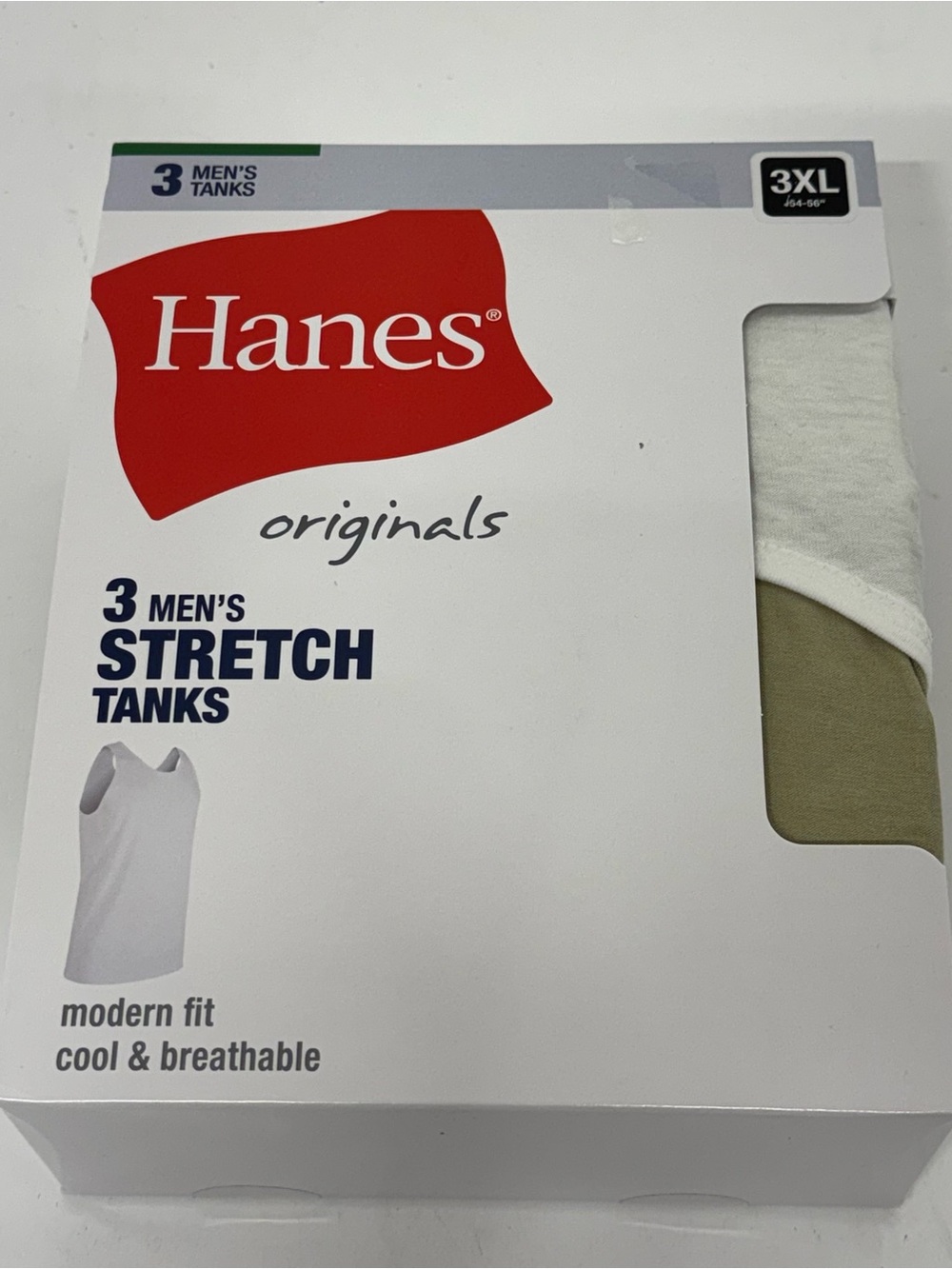 Hanes Originals Men’s Stretch Tank Tops 3-Pack Size 3XL Black White Olive